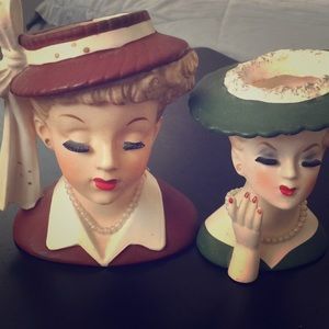 Vintage Lady Head Vases 1950s